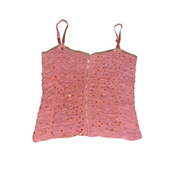 Yahoo Tops - Y2K Yahoo Brand Aesthetic Camisole With Sequin and Ruched Detail